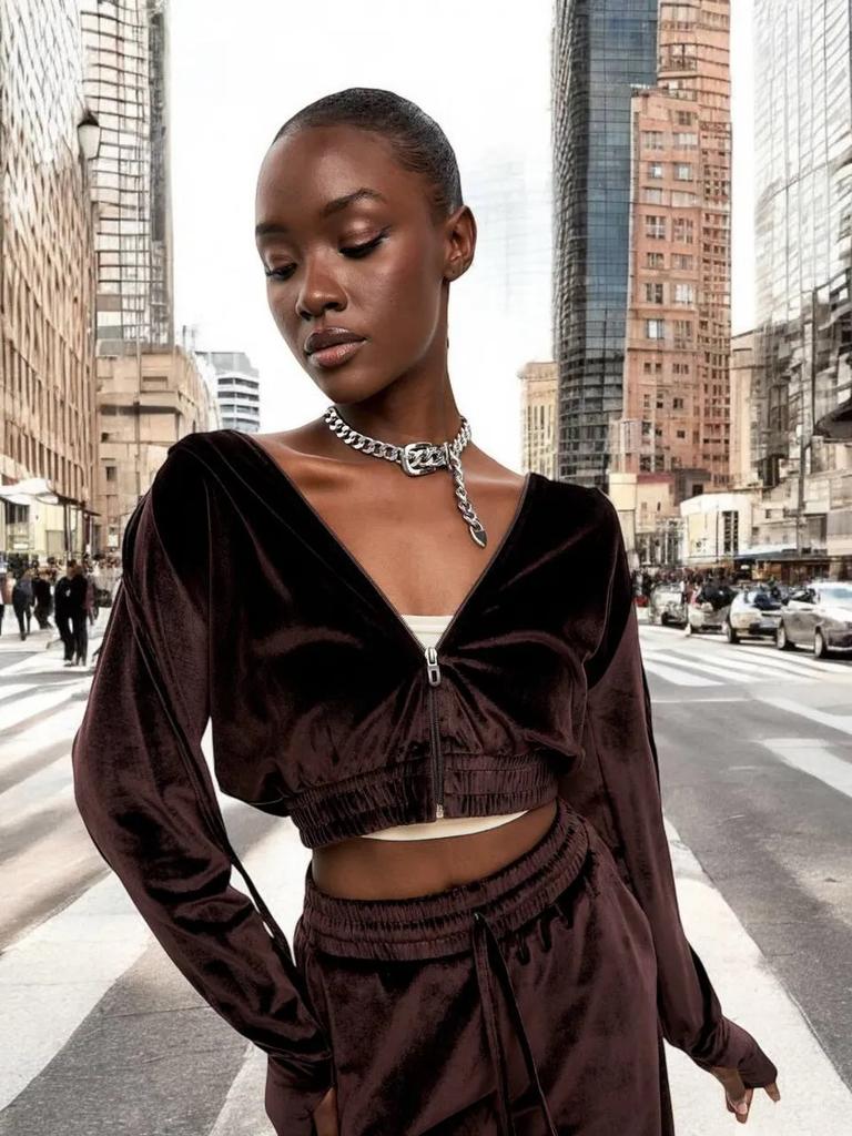 Fashion Casual Women's Clothing Solid Zippered Cardigan Silver Fox Fleece Hoodie Tie Waist Pants Two Piece Set