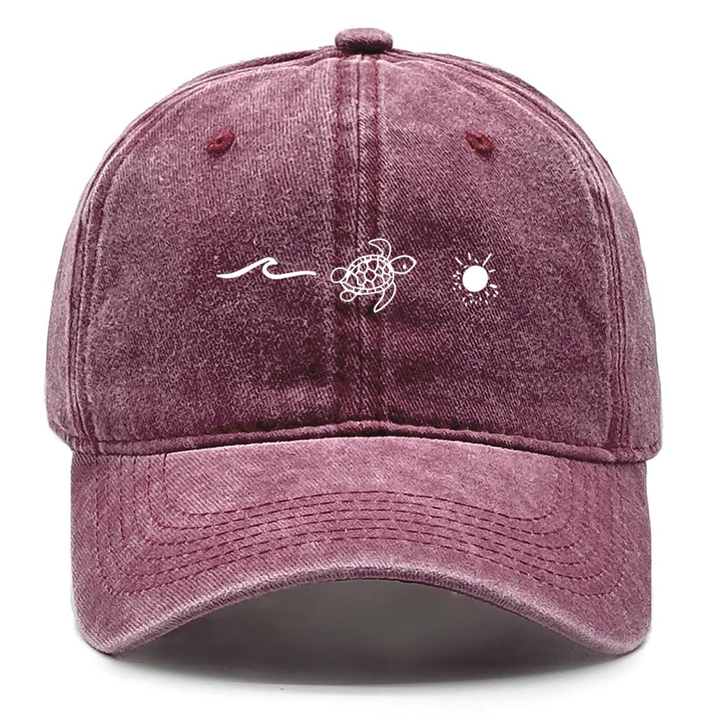 Waves Turtle Sun Print Unisex Snapback Baseball Hat Sports Hat All-season Adjustable Baseball Cap Perfect For Street Wear