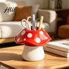 Durable Resin Pencil Holder Cute Mushroom Pen Holder, Desktop Organizer with Non-Slip Thick Stable Base, Non-toxic Desk Accessory for Modern