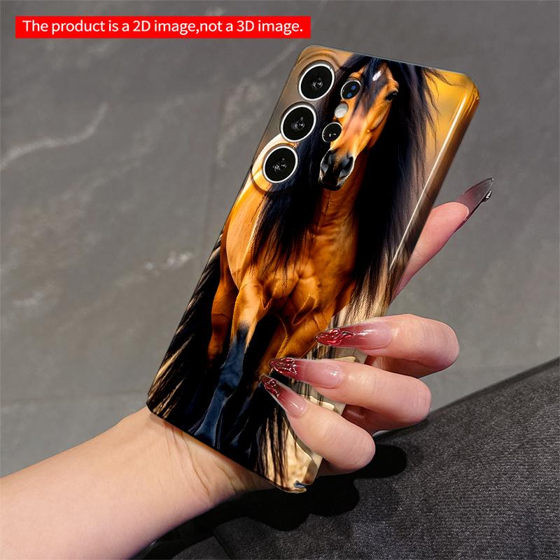 2DFlat Samsung Phone Case Golden Horse with Flowing Black Mane Applicable To Galaxy S22 S23 S24 S25ULTRA S26 A12 A13 A14 A15 A16