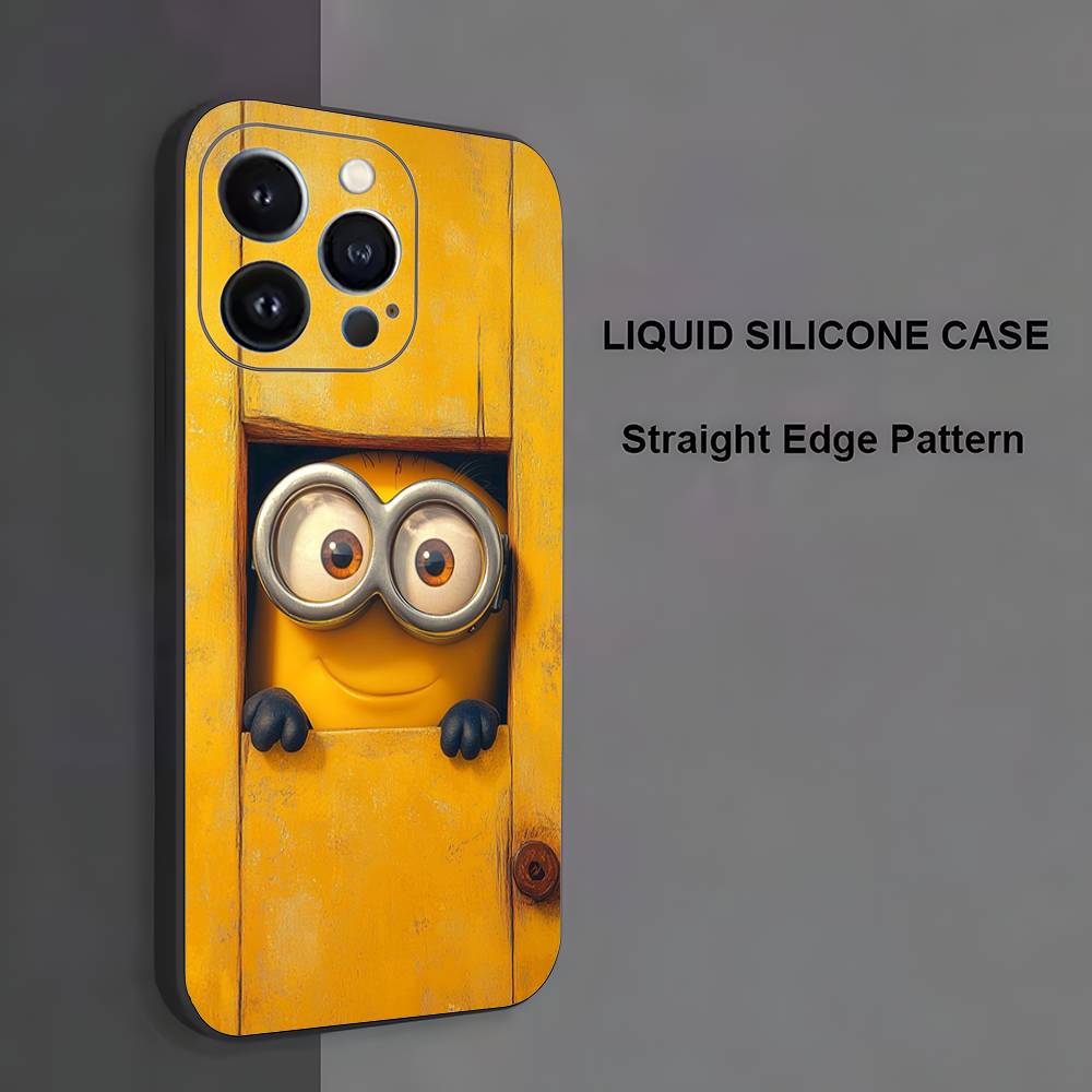 

C-Cartoon Cute M-Minions-s Phone Case For iPhone 17,16,15,14,13,12,11 ,Pro Max,XS,X,XR,SE,Mini,8,7,Soft Silicone Black Cover iPhone12PROMAX