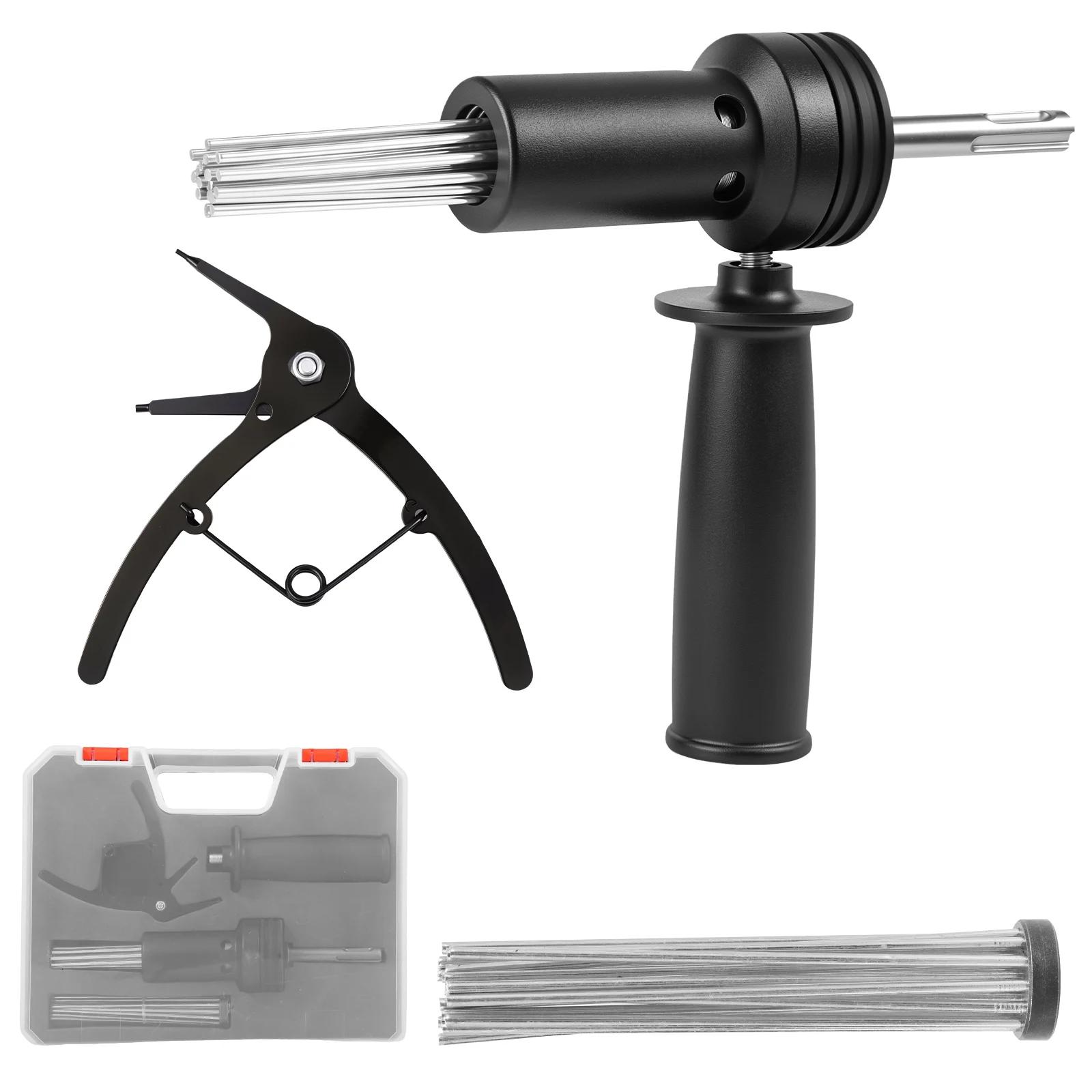 SDS Plus Needle Scaler for Electric Hammer 18 Needles 3mm Rust Paint Remover Concrete Scabbler Tool Kit with Case Pliers