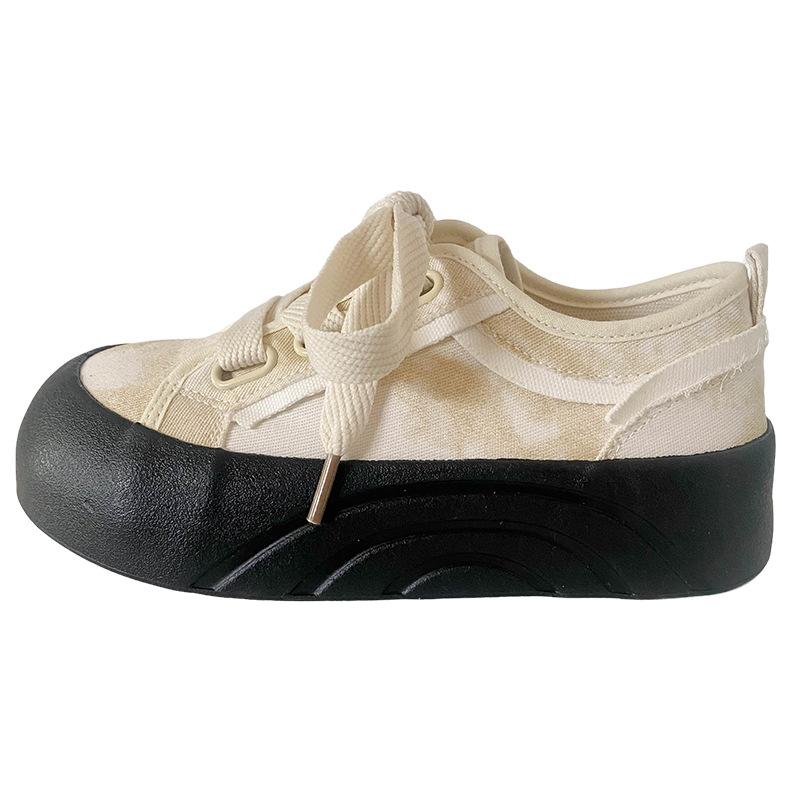 

BE-6839 Latex insole platform canvas shoes women s shoes board shoes casual bread shoes niche round head 2025 new 40 бежевий
