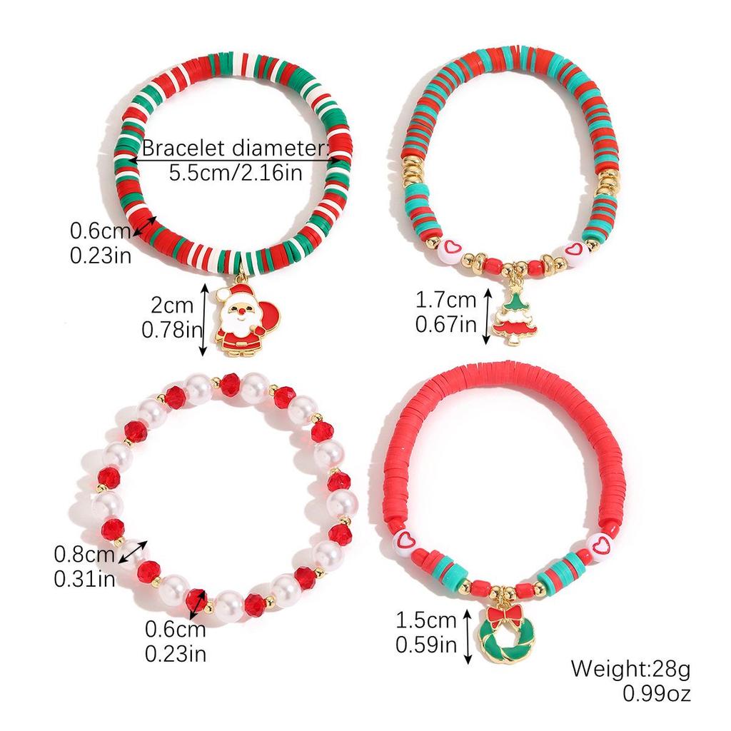 European and American Snowflake Crystal Beaded Christmas Bracelet Set for Women