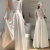 New Chinese Style National Style Disc-buckled Ice Silk Chiffon Large Pants Wide-leg Pants Women's Spring and Summer High-waisted Versatile Casual Floo