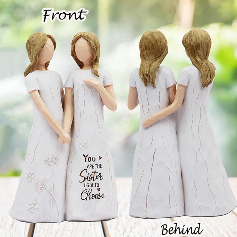 Resin Sister Statue Representing Friendship For Home Office Shelf Decors And Birthday Christmas Holiday Gift Present