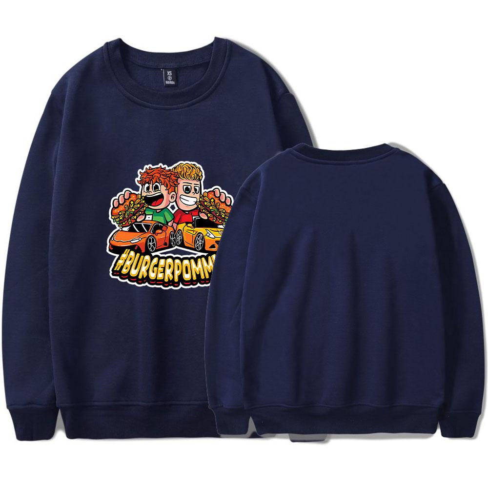 Men's Burgerpommes ICrimax Print Hoodies Round Neck Hooded Sweatshirts Man Pullover Male Top Streetwear Outdoor Tracksuit