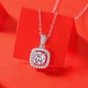 Bague Ringen S925 Silver Set 1ct Moissanite Square Bag Pendant With European And American Collarbone Chain