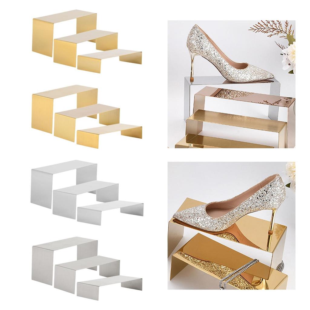 3 Pieces Riser Display Stands Stainless Steel Multipurpose Perfume Stand