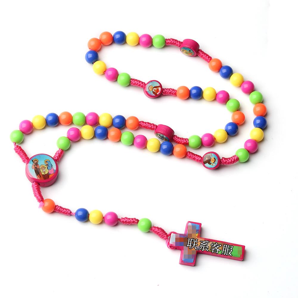 

Кольорове мультяшне намисто з намистин: Дитячий ручний Розарій для Хрещення та Молитви червоний