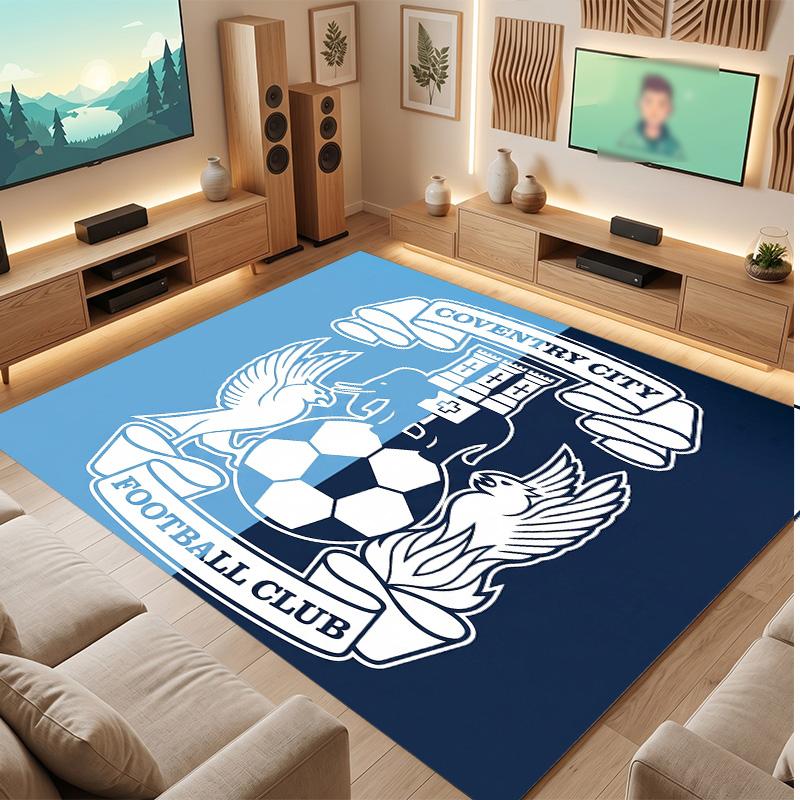 Coventry City Football Print Crystal Velvet Rug, Comfortable Water Absorbent Non Slip Indoor Floor Carpet