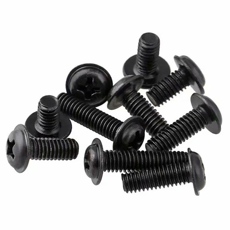 Blackened M4 Phillips Self-Tapping Screw with Washer - Round Head