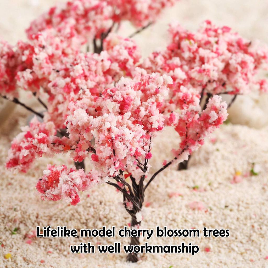 20pcs Cherry Tree Diorama Cherry Tree Railway Model Pink Flower Tree Model Model Tree for Potted Landscape Iron Wire Architectural Model Scenery
