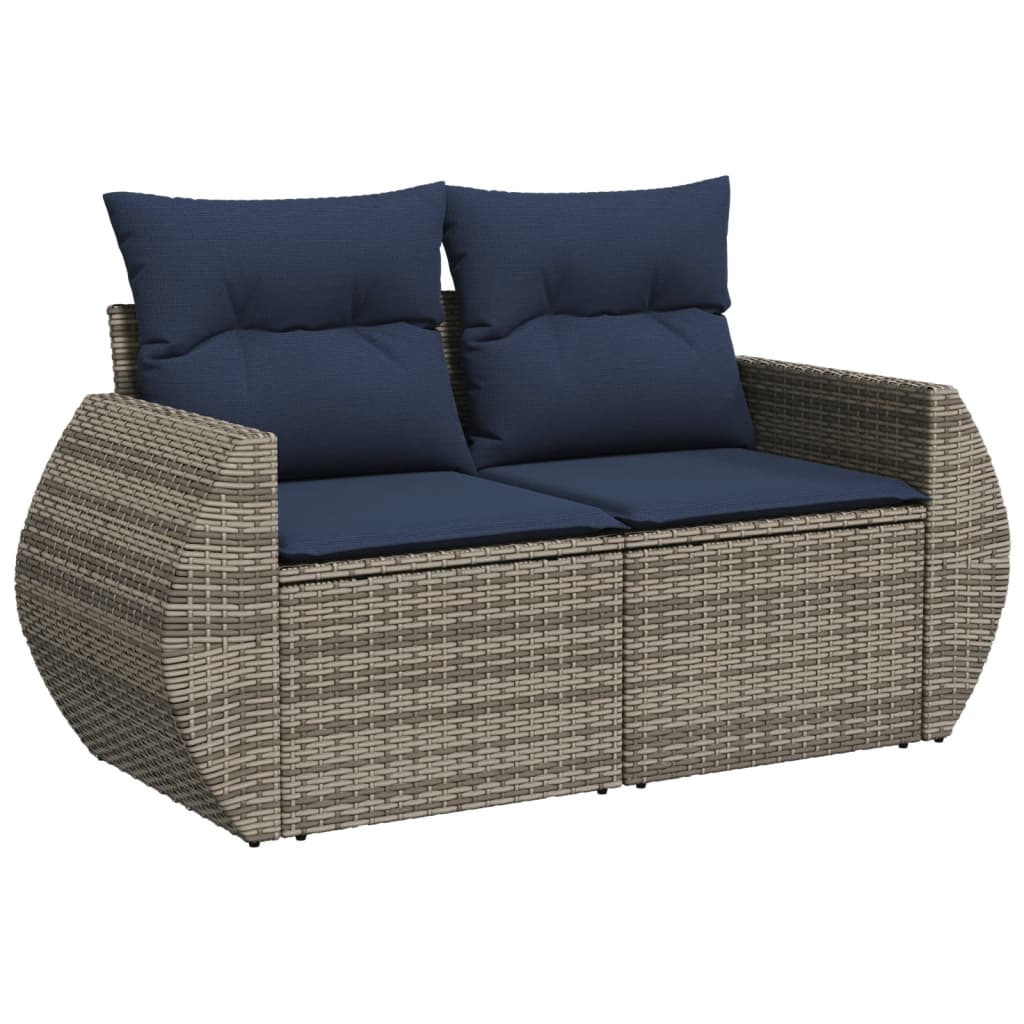 10 Piece Garden Sofa Set with Cushions Gray Poly Rattan