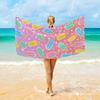 1PC Pink Ice Cream Pattern Beach Towel, Soft Quick Dry Blanket for Surfing Yoga Camping Essential Beach Accessories