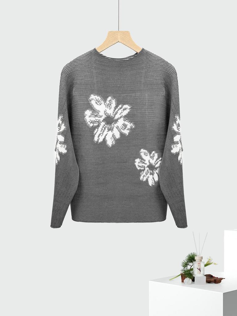 Women's High-End 2025 Printed Batwing Sleeve Plus Size Miyake Top