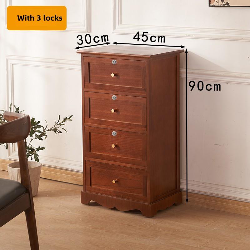 Comodino in Legno Massello con Serratura, Moderno Armadietto Modulare Multifunzionale da Comodino con Cassetti, Organizer di Grande Capacità per la Camera da Letto