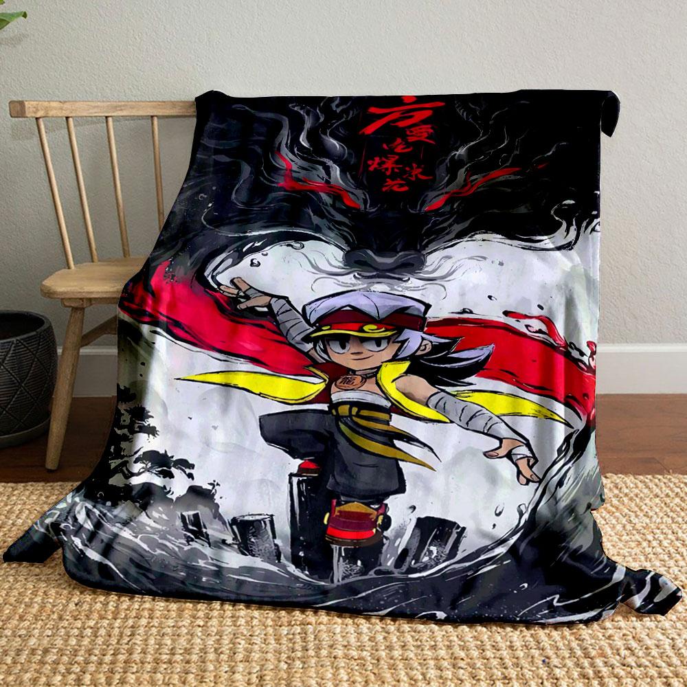 Dynamic Character with Vibrant Outfit Surrounded by Swirling Dark Energy. for All Seasons Blanket Lunch Break Throw Gift