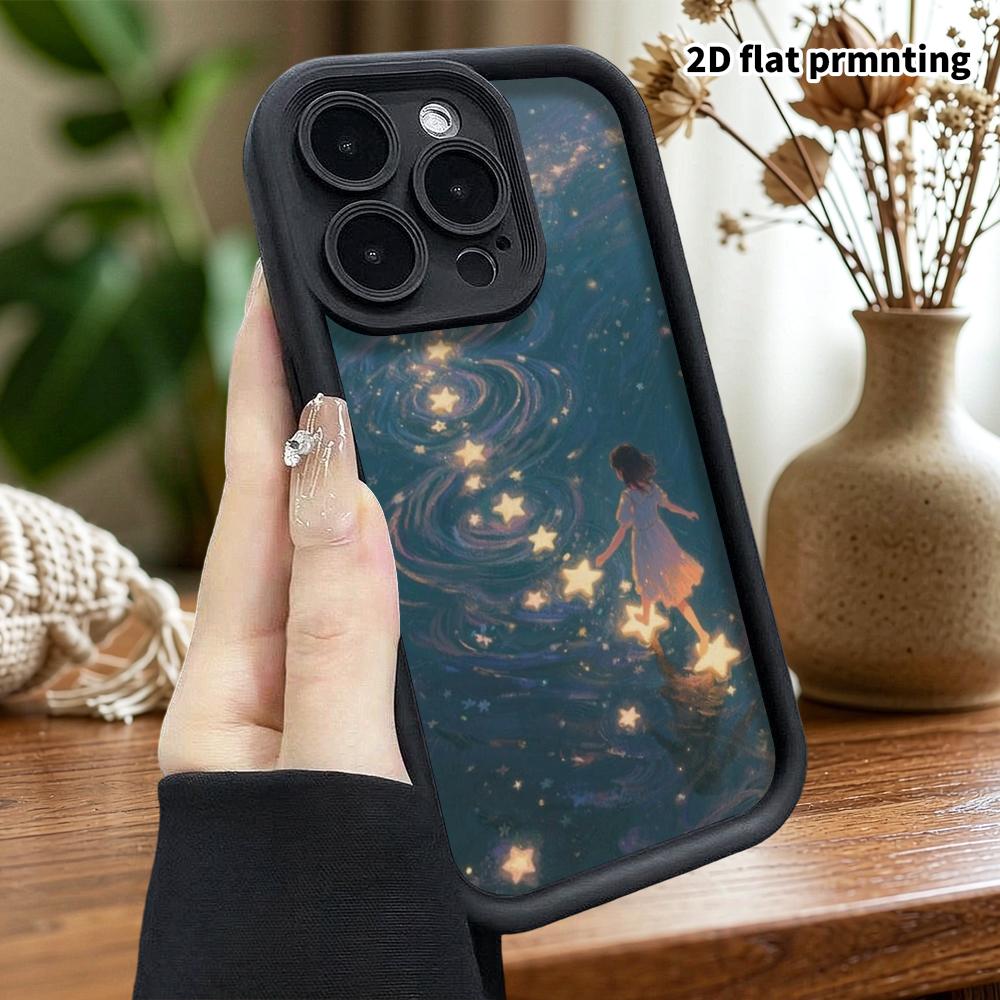 Phone case: 2D flat, fits iPhone 18 17 16 15 14 13 Pro, Star Girl, perfect Christmas and Halloween holiday gift