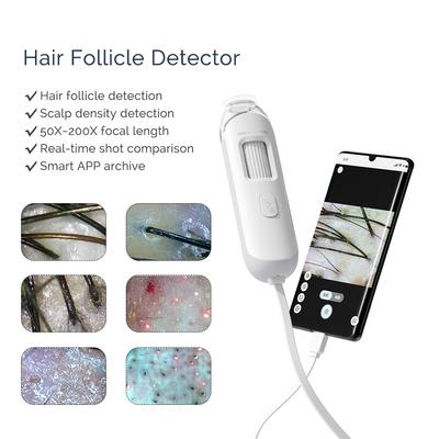 Detector Mini de Cuero Cabelludo y Folículos Pilosos con Aumento 50X/200X Portátil Detector de Piel y Cabello Probador de Piel Analizador de Piel Lupa de Poros