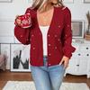 2026 Spring Valentine's Beaded V-neck Cardigan Sweater - Women's Fashion European & American Style