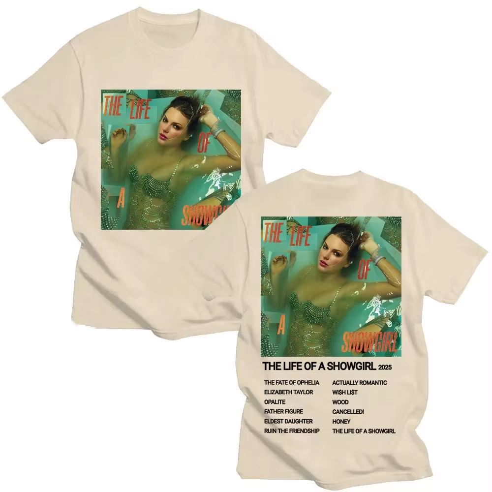 The Life of A Showgirl 2026 New Album T Shirt Men's Women Fashion Vintage T-shirts Casual Cotton  Oversized T-shirts  Lightweight Breathable Clothes