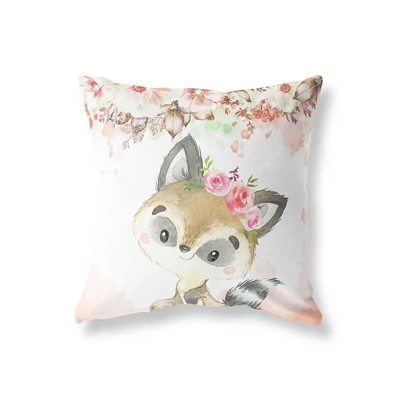 Cute Rabbit Giraffe Animals Children Room Decor Polyester  Cushion Cover Sofa Pillow  Home Decoration Throw Pillowcase