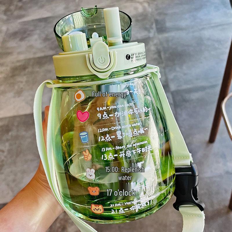 Large Capacity Big Belly Plastic Water Cup with Straw