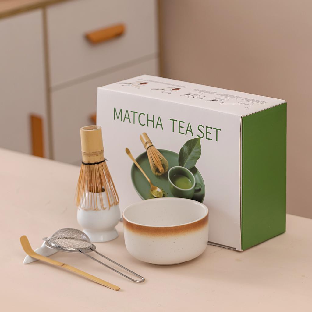 5-7PCS/Set Japanese Matcha Bowl , Spoon, Tea Whisk, Sieve Mesh, Perfect Gift For Ceremony, Traditional Decoration White gift box