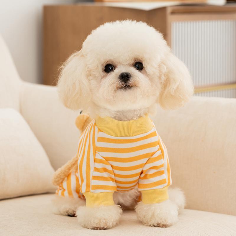 Spring and Autumn Pocket Three-dimensional Bear Four-legged Clothing Puppy Dog Homewear Breathable German Velvet Cat Warm Pet Clothes