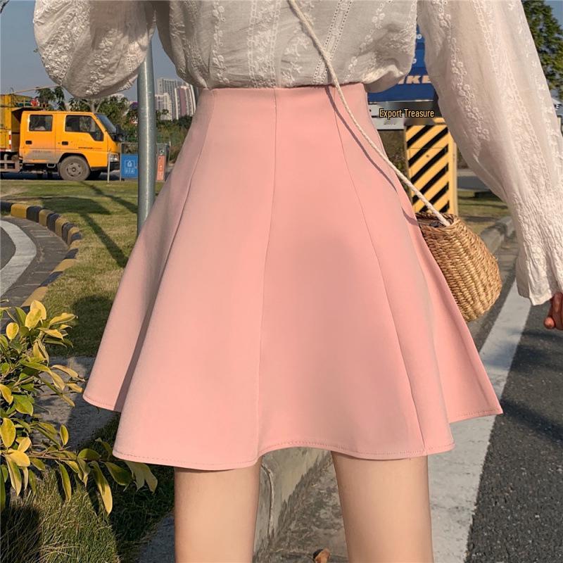 Korean Style Plus-Size Multi-Color High-Waisted Slimming A-Line Skirt for Women