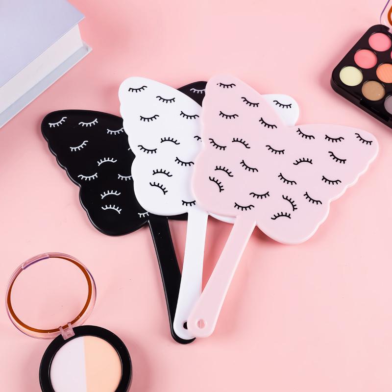 Eyelash Extension Handheld Makeup Mirror Butterfly Shaped Vanity Mirror With Plastic Handle Hand High Definition Mirror Beauty