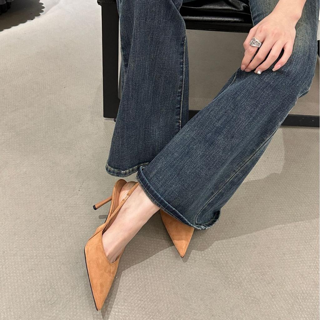 Fashion Leopard Print Women Sandals Pointed Toe Elegant Low-heel Shoes Summer Fashion Slingback Woman Mules Shoes Pumps Dress Shoes