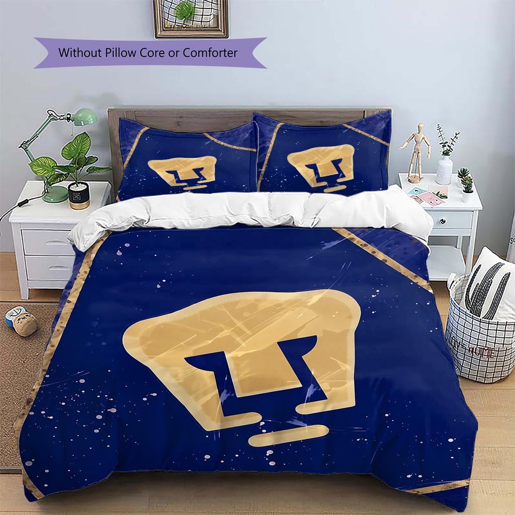 Pumas Football Team Pattern Bedding Quilt Set Home Decoration Gift (1 * duvet cover + 2 * pillowcase without core)