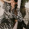 Viscose Blended Lapel Long Sleeves Loose Shirt 1283653 High Waist Drawstring Loose Pants 1283662