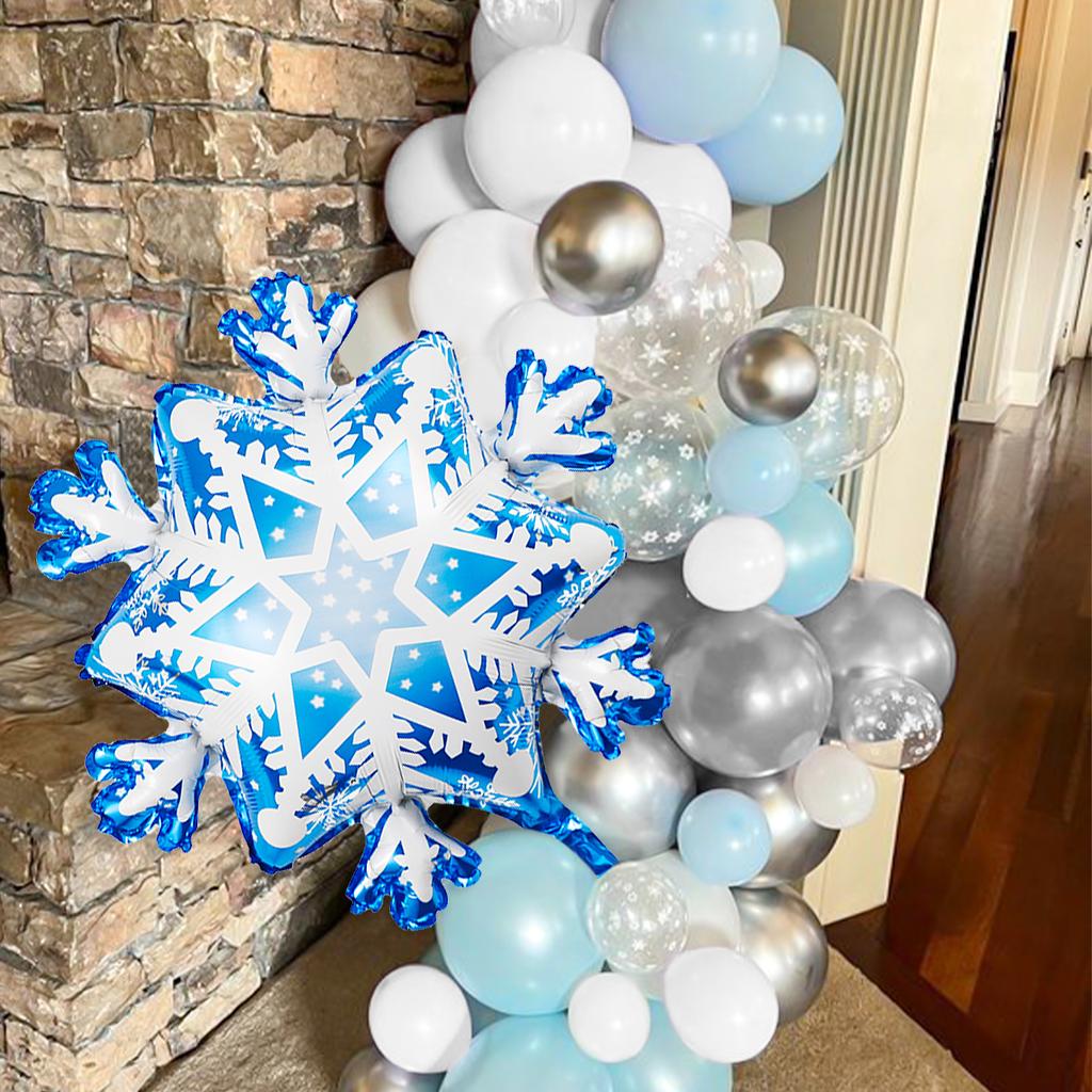 107pcs Froze balloon arch garland kit, snowflake balloons, colorful snowflake decorations, Christmas party, holiday party