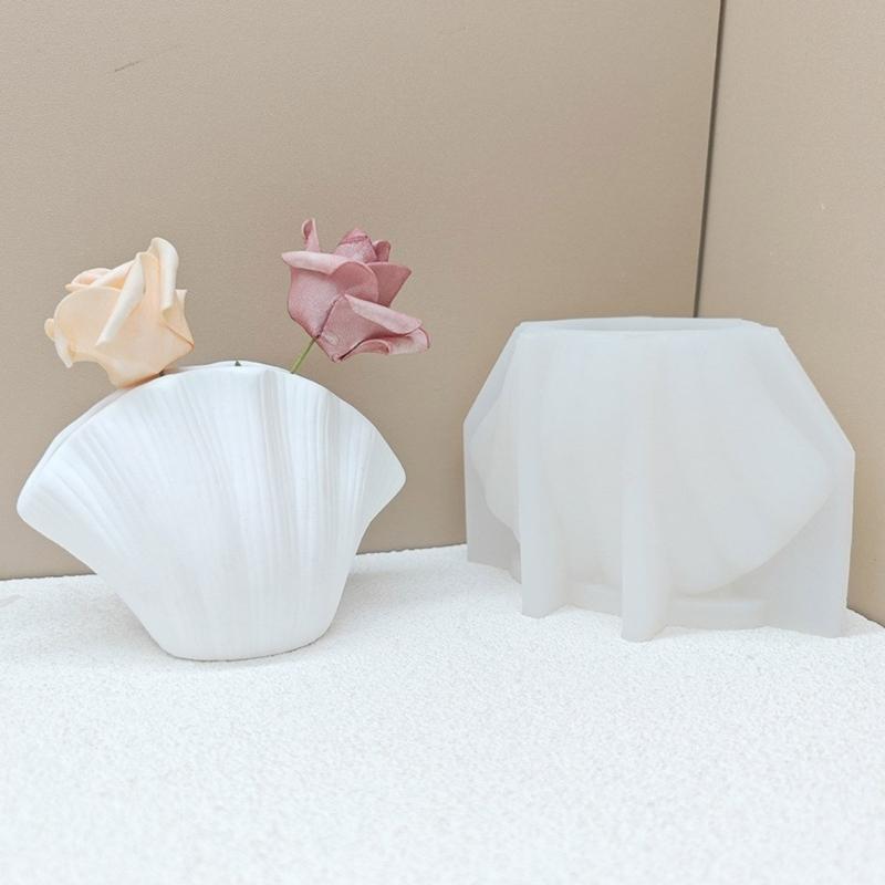 Silicone Flower Vase Molds Shell Shape Flowerpot Moulds Silicone Planter Molds Silicone Texture for Hand-Making Planter