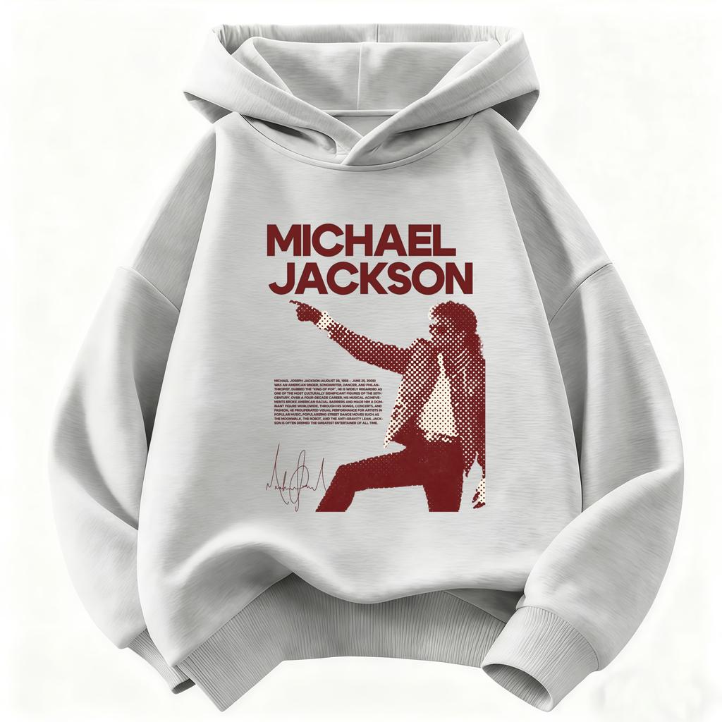 Felpa con Cappuccio Stampa Michael Jackson per Bambini 2026 – Calda Felpa con Grafica Icona Pop Stile Retro Autunno/Inverno per Bambini e Bambine
