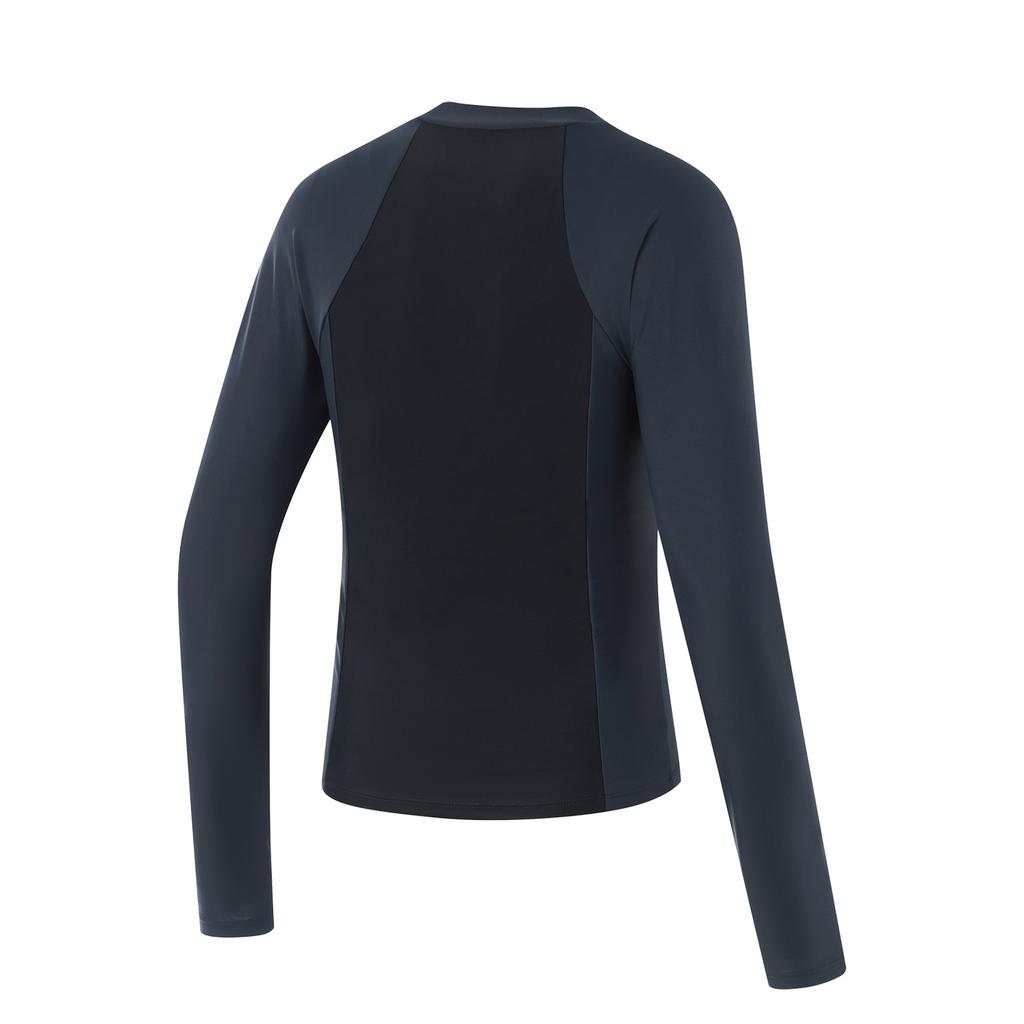 Li Ning Swimming Series Color Block Letter Round Neck Pullover Long Sleeve Two-Piece Swimsuit Women swimsuit Black Ink-Gray ASLT074-2