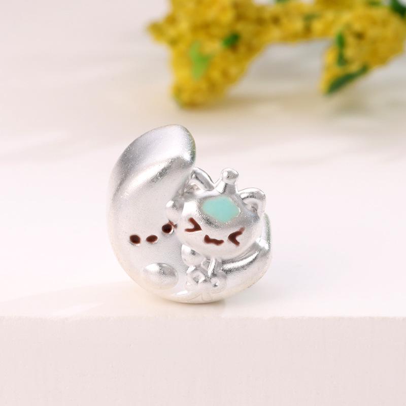 Manka 999 Sterling Silver Cat Bead Accessories - Hand-woven with Moon Meow Design