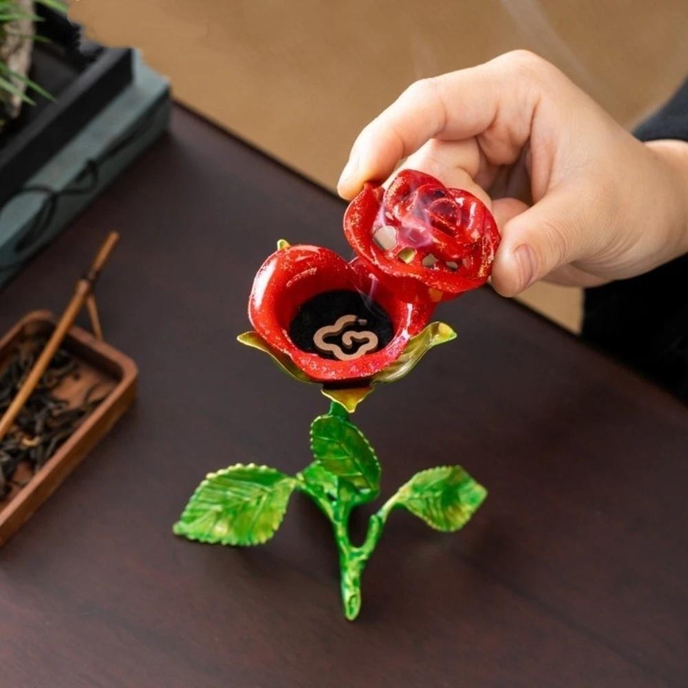 Handcrafted Incense Burner Sturdy Incense Holder Romantic Rose Statue Gifts Living Room