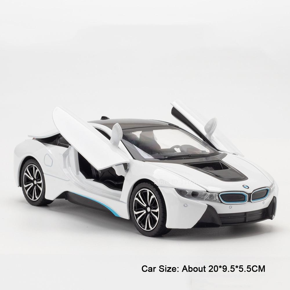 

1:22 Scale RAV4 I8 Car Toy Ornament Models Alloy Diecast Sound Light Doors Opened Pull Back Rubber Tires Vehicle Toys Boys Gifts