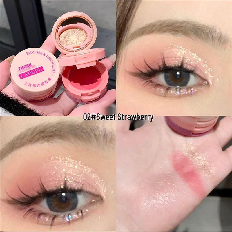 

CAPUPU Tricolor Eyeshadow Palette: Three-Layer Macaron Box with Pearlescent, Matte, and Glitter Shades Standard