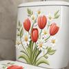 Artistic Colorful Floral Toilet Stickers, Self-Adhesive Removable Toilet Lid Decals For Bathroom Decoration