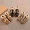 Winter Children Thick Sole Suede Snow Boots Girls Casual Warm Anti-slip Cotton Shoes Casual Outdoor Flat Footwear