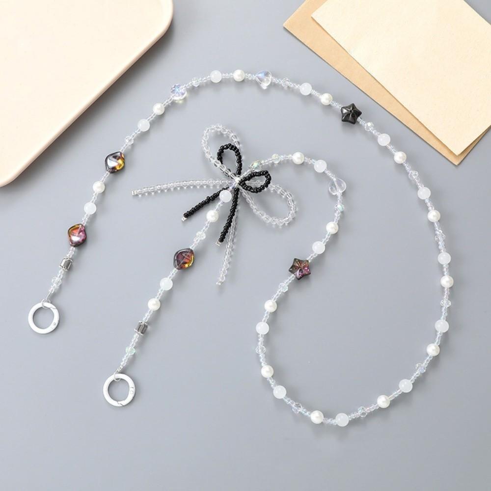 Bowkont Beaded Phone Chain Pearl Mobile Phone Crossbody Strap Beads Phone Lanyard  Keychain Pendant