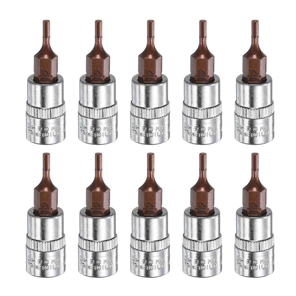 10pcs Hex Torx Slotted Phillips Bit Socket 1/4" Square Drive Metric S2 & CR-V Steel Socket Ratchet Wrench Bits Socket Wrench
