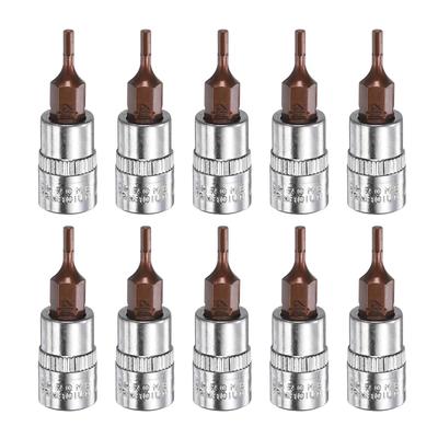 10pcs Hex Torx Slotted Phillips Bit Socket 1/4" Square Drive Metric S2 & CR-V Steel Socket Ratchet Wrench Bits Socket Wrench