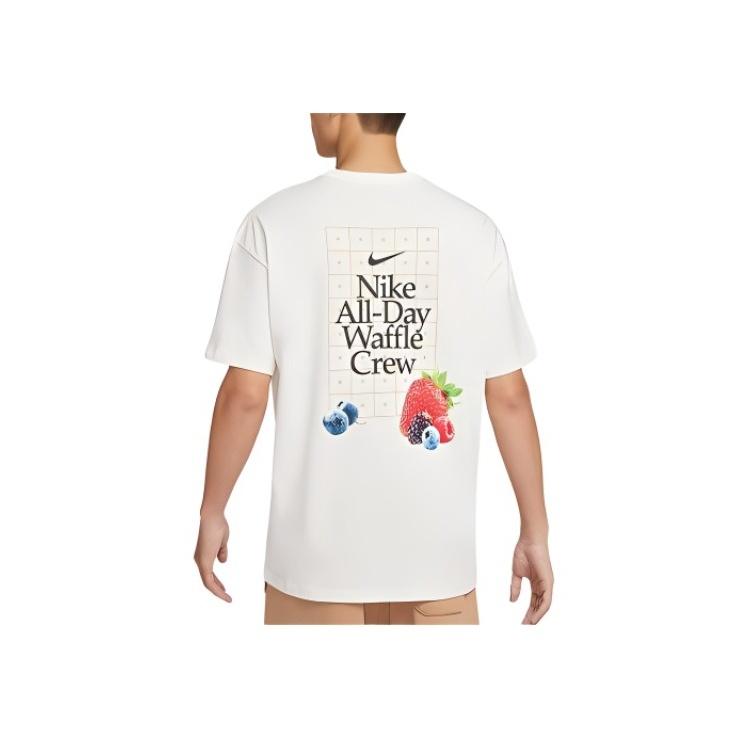 Nike Letter Print Pattern Fashionable Comfortable Casual Sports Knit Round Neck Short Sleeve Drop Shoulder T-Shirt Men Tops White HQ1202-133