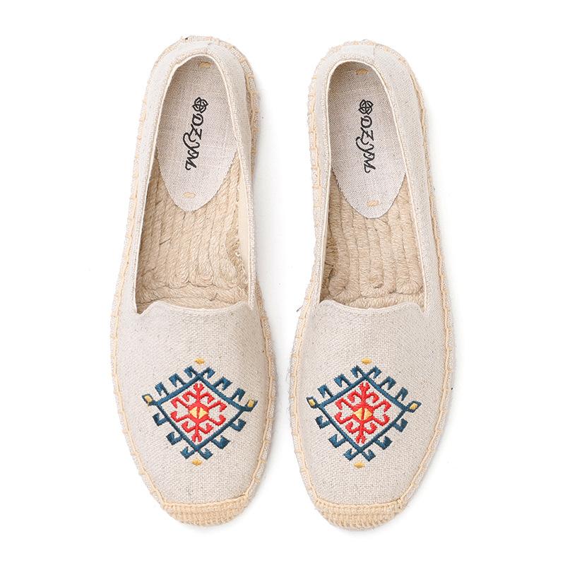 

Espadrilles Women s Casual Flats Shoes with Embroidered Hemp Flat Platform, Round Toe Spring/Autumn Comfortable 36